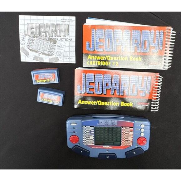1995 Jeopardy Handheld Game Tiger Electronics Tested 2 Cartridge & Books -A75 - Picture 2 of 9